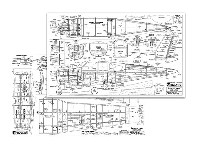 Beechcraft Bonanza 81" WS RC Model Airplane Plans Templates PDF on USB