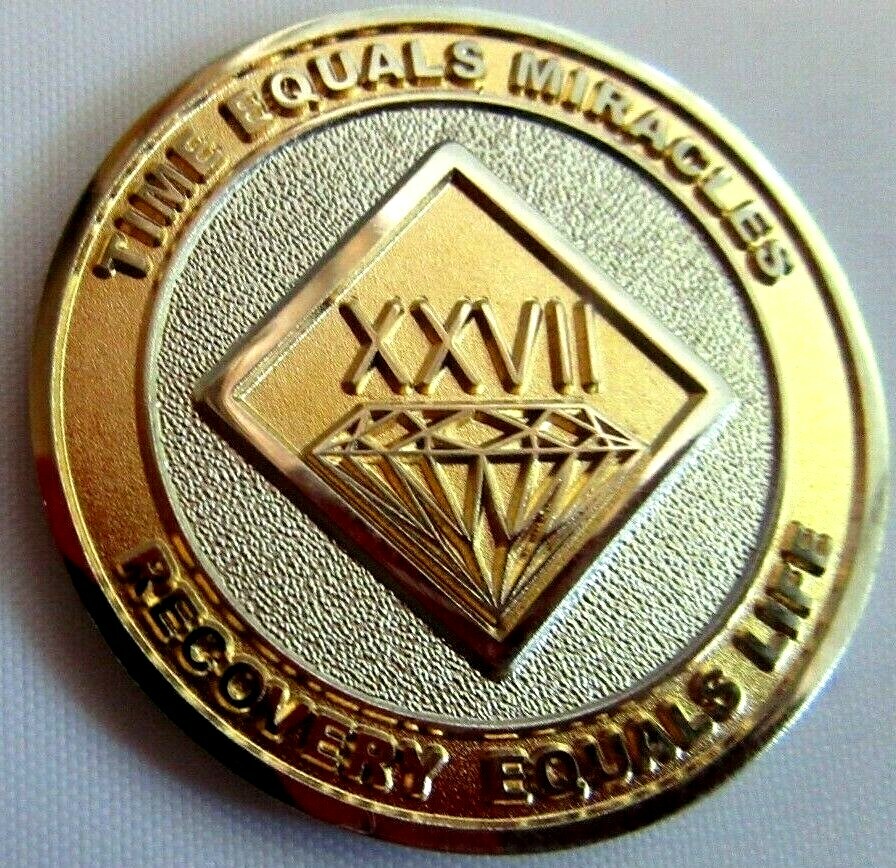 Narcotics Anonymous NA GOLD SILVER 27 Year Medallion Chip Coin Token