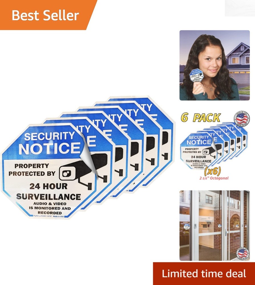 6 Pack Octagonal UV Security Stickers - Waterproof & Chemical Resistant