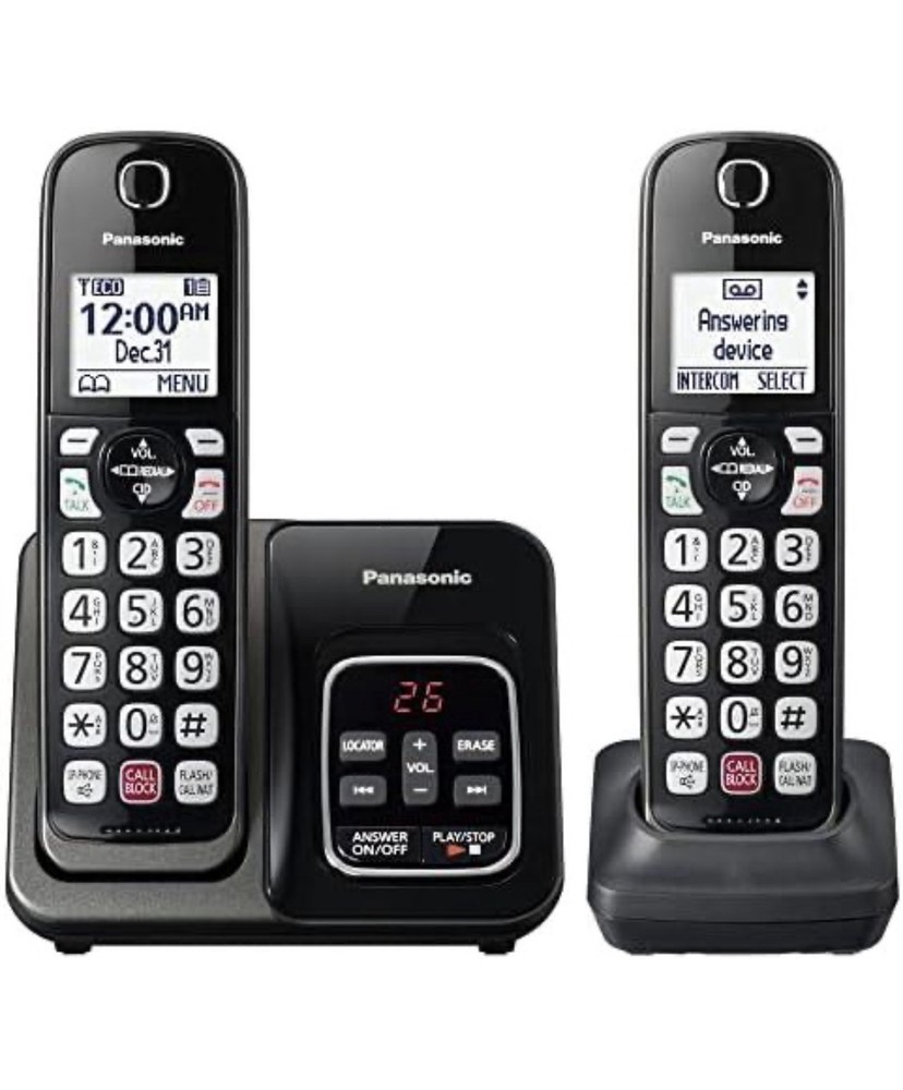 Panasonic Cordless Phone with Answering Machine, Advanced Call Block, Bilingual