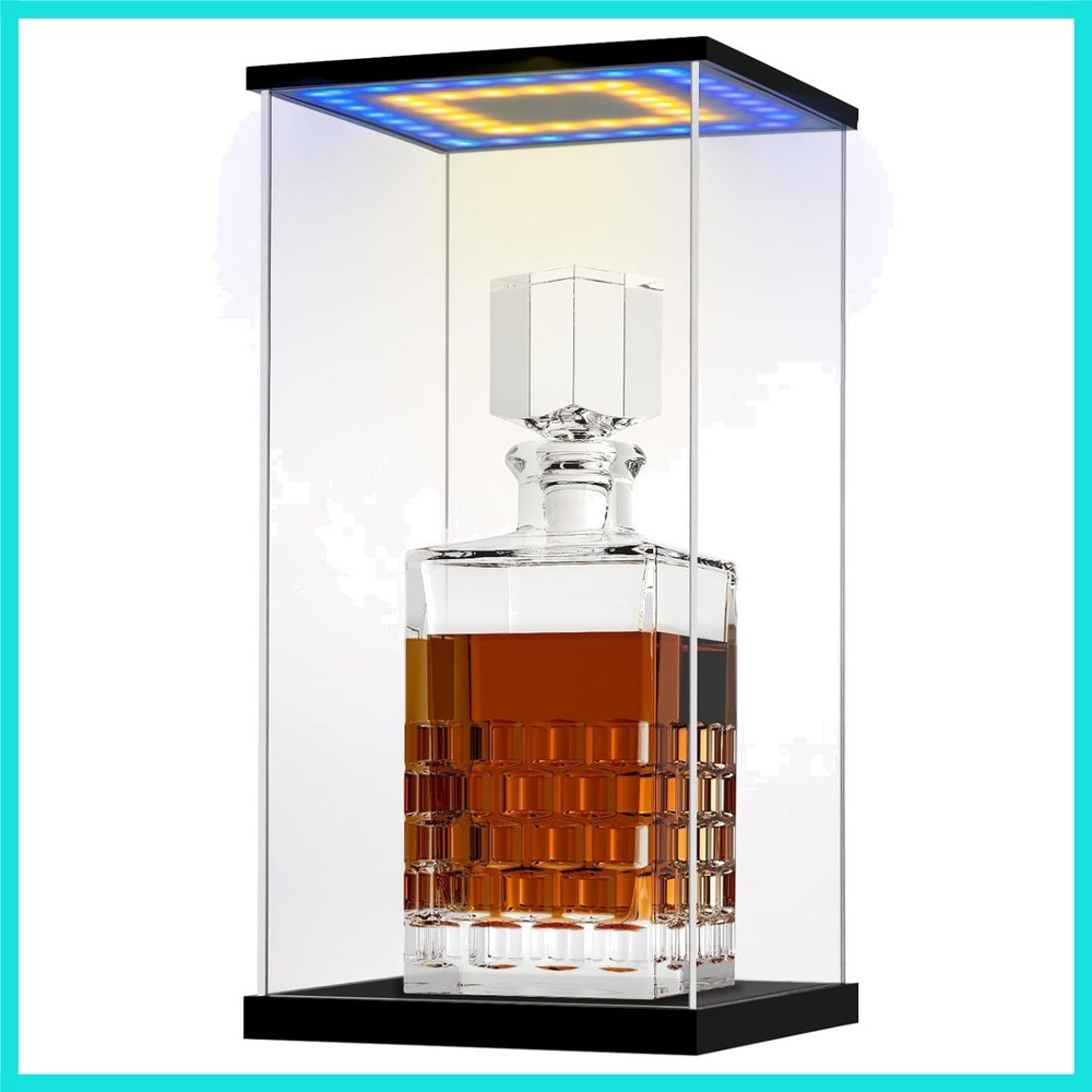 Acrylic Wine Bottle Display Case with LED Light Display Stand Wine Display Ca...