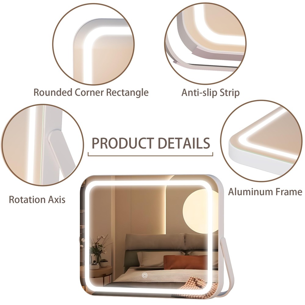 Hasipu Vanity Mirror with Lights, 14" x 10" LED Makeup Mirror, 3 Modes Light,...