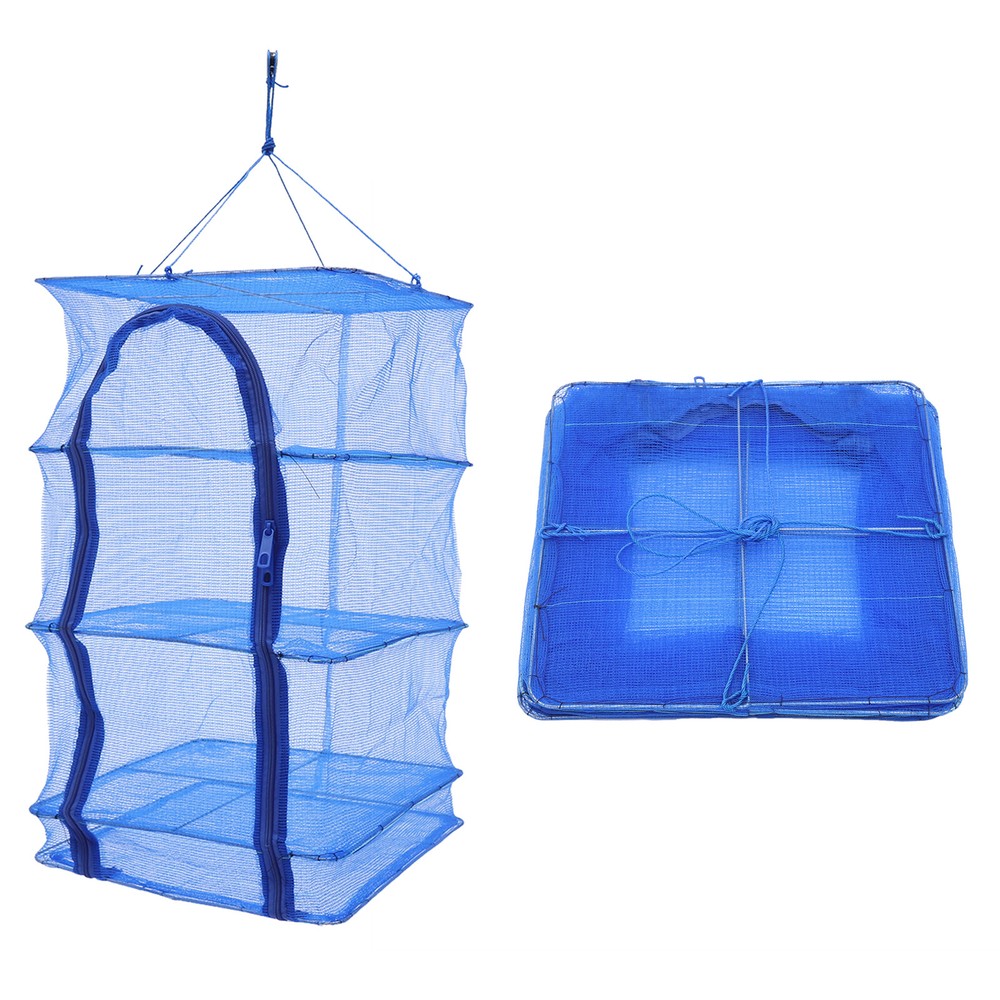 Herb Drying Rack Hanging Herb Mesh Rack Foldable Drying Net with Zippers 4-Layer