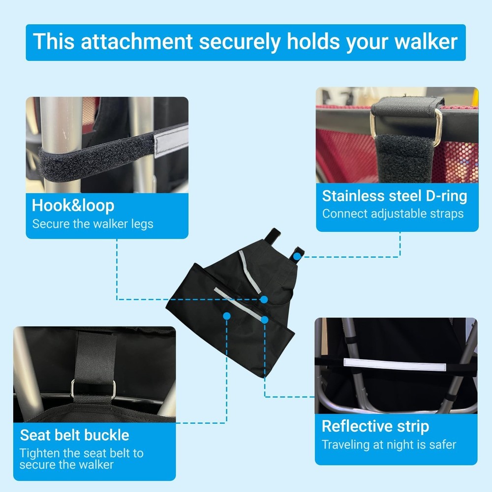 Walker Holder for Mobility Scooters & Power Chairs - Rollator Stand Support S...