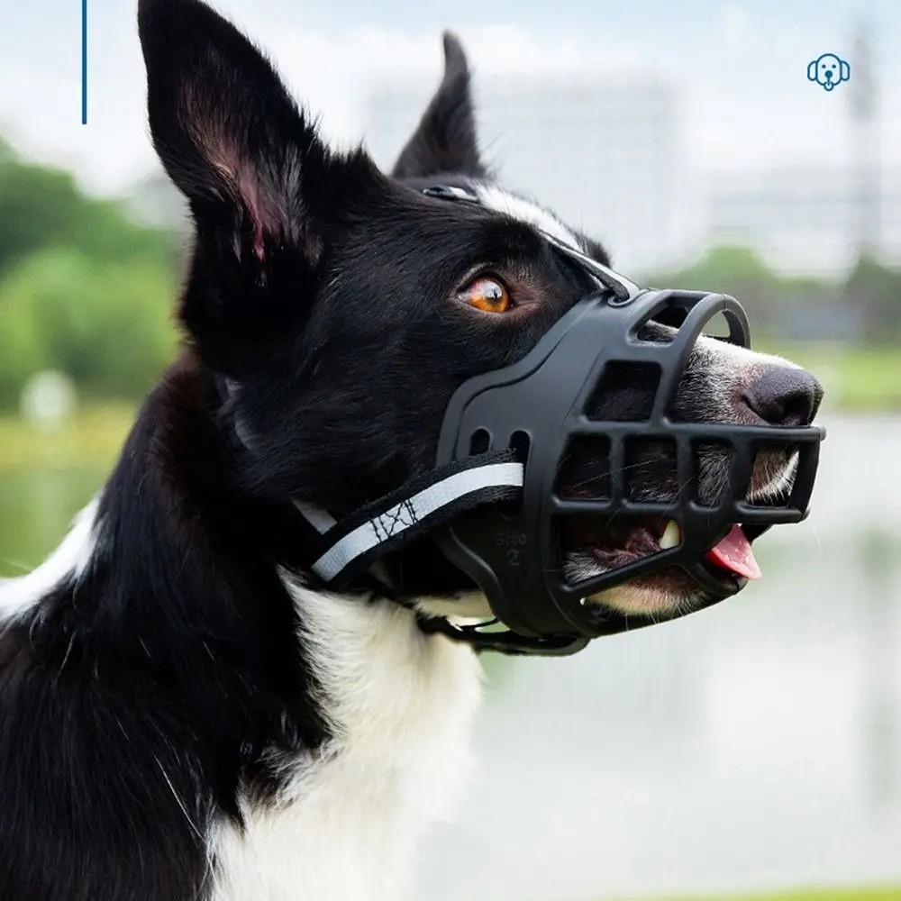 Adjustable Dog Muzzle Anti Bite Breathable Reflective Drinking Mouth Cover