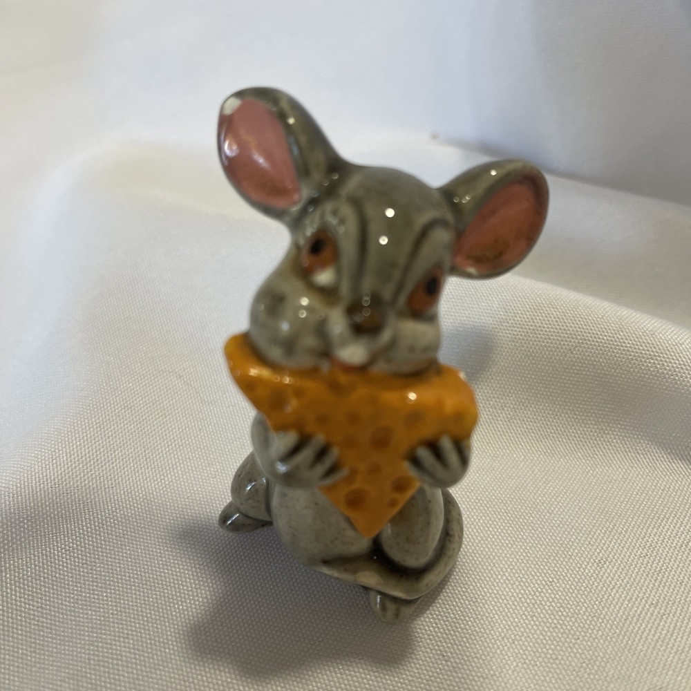 Vintage Mouse Ceramic Mouse Hand Painted Holding Cheese