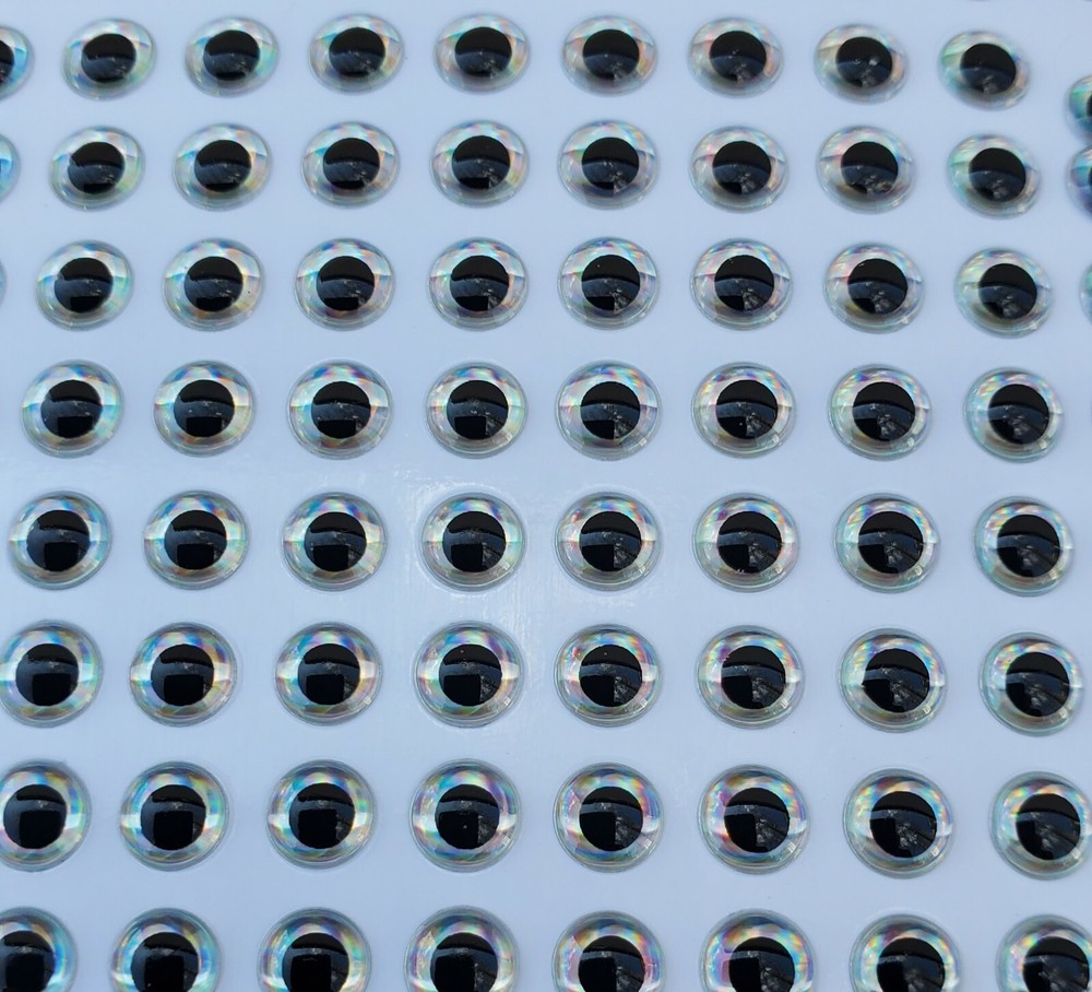 3D Lure Eye Self Stick Silver/Black 3mm - 10mm