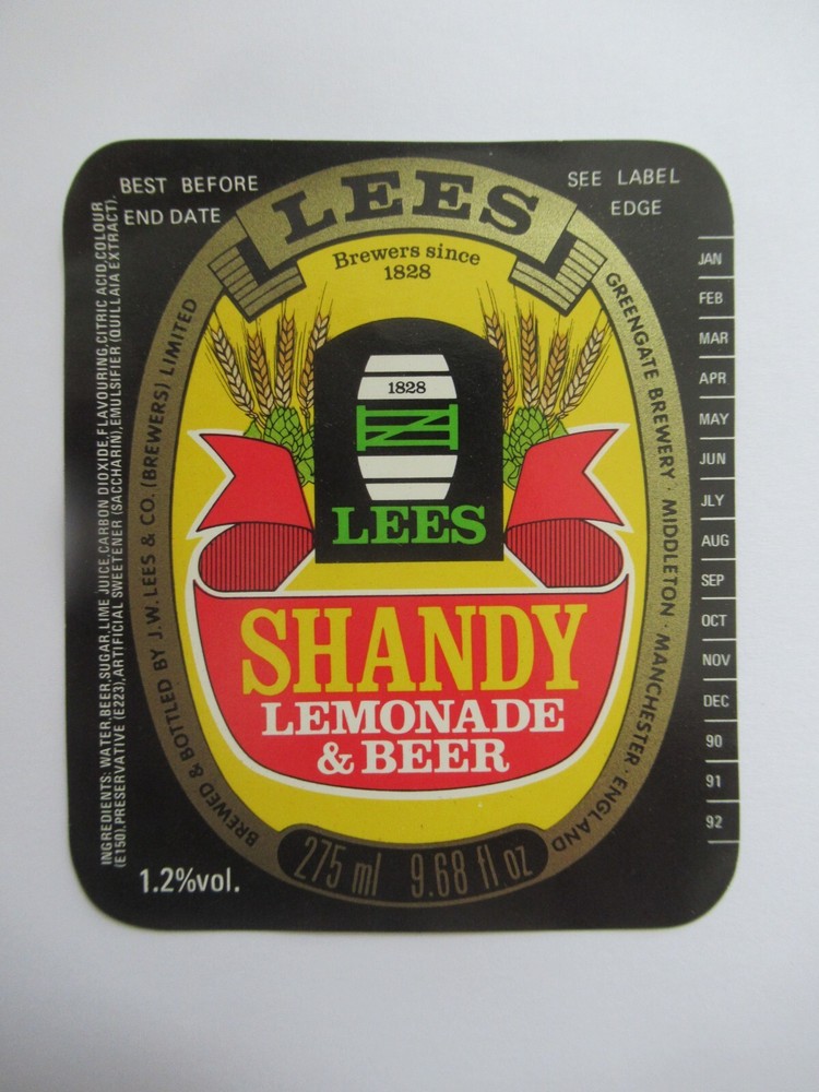 Old Beer Label - Lee's Brewery - SHANDY - - 1990s