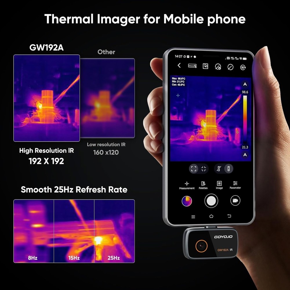 Compact 192x192 Thermal Imaging Camera for Android - Water Leak Detection