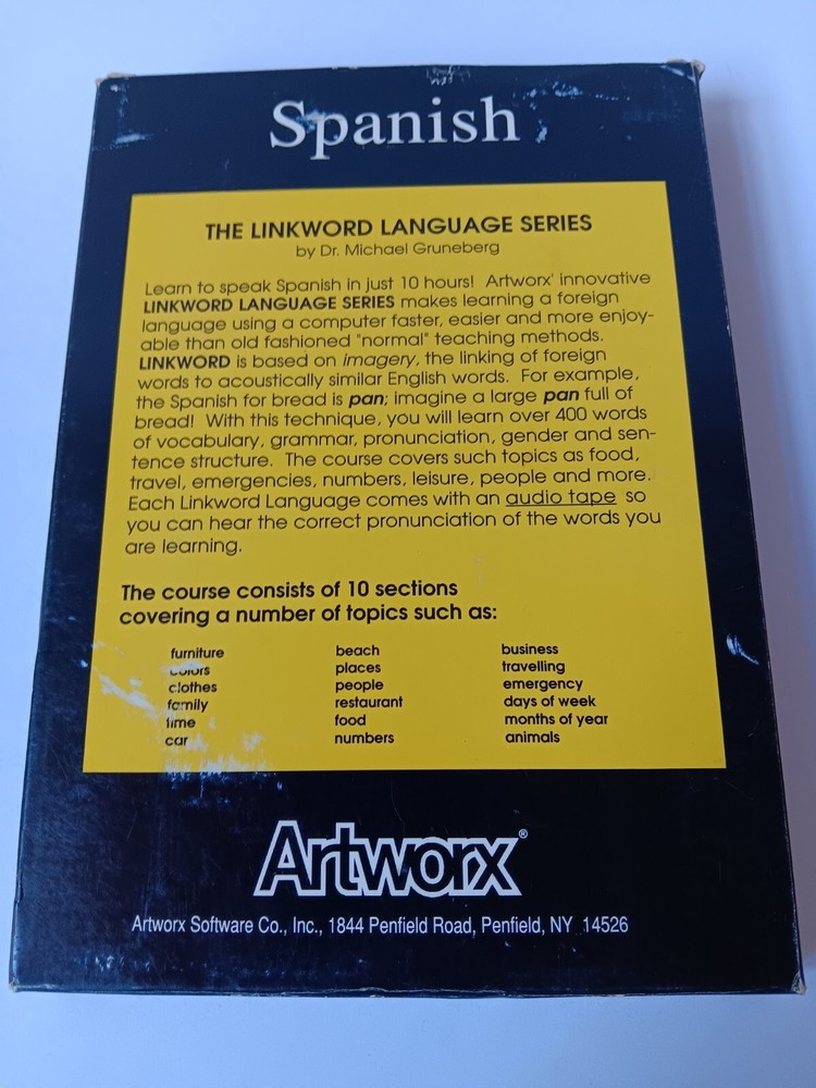Commodore 64 Linkword Spanish Computer Software Tested/Works Artworx Box Damage