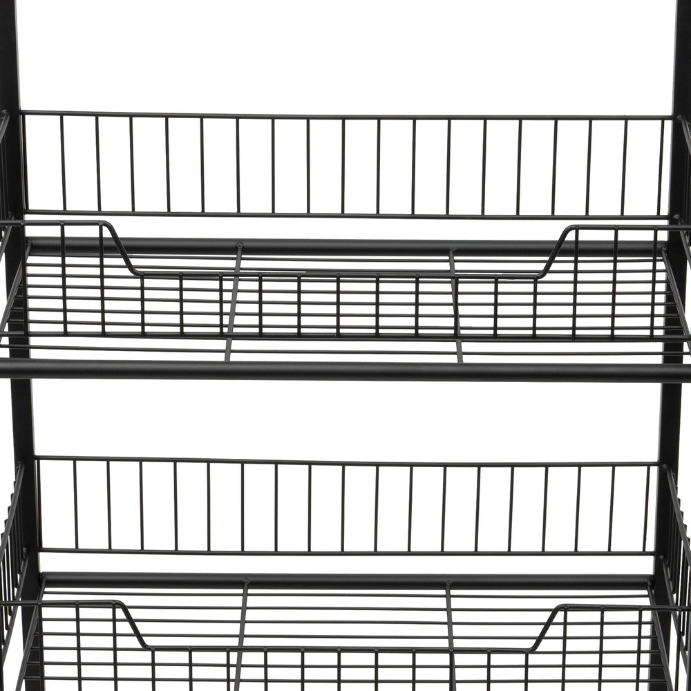 4 Tiers Baskets Adjustable Rolling Display Snack Rack Freestanding Stand Holder