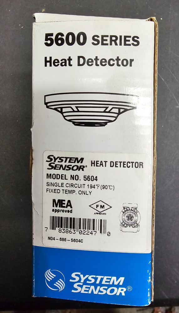 System Sensor 5604 Fixed 194F (90C) Temperature Heat Detector - White