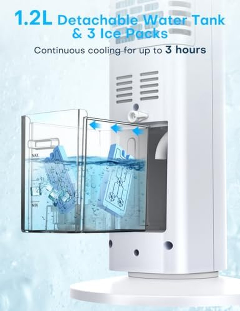 35" Smart Evaporative Air Cooler with Remote, 3 Speeds & Oscillation