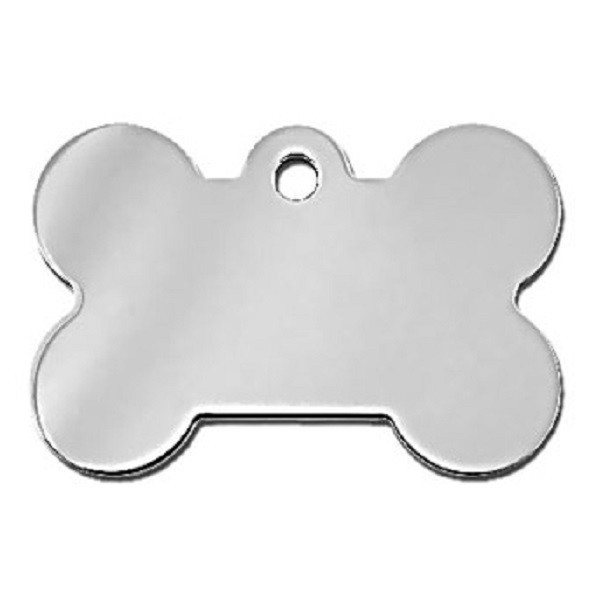 Chrome Small Bone Personalized Engraved Pet ID Tag Same Day Shipping
