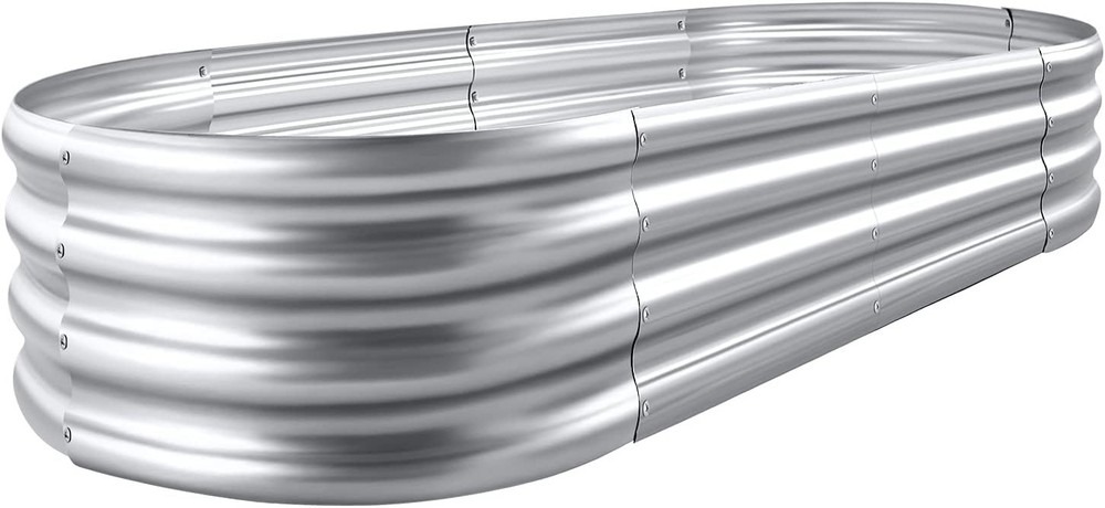 Sturdy Double-Layer Galvanized Metal Raised Garden Bed - Long-Lasting Use