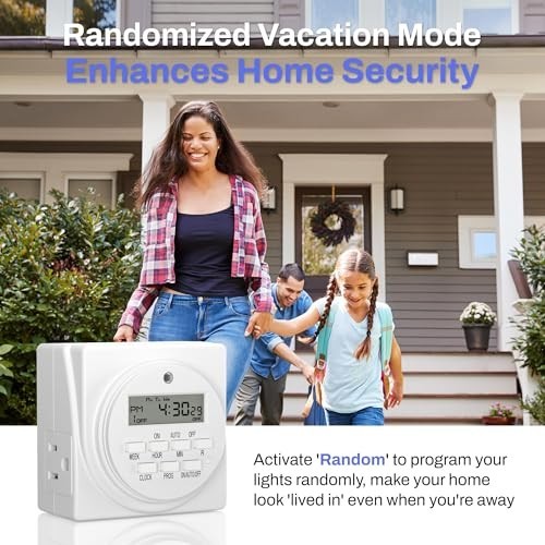 BN-LINK Indoor Digital Timer Outlet, Dual Outlet 7 Day Programmable Light Switch