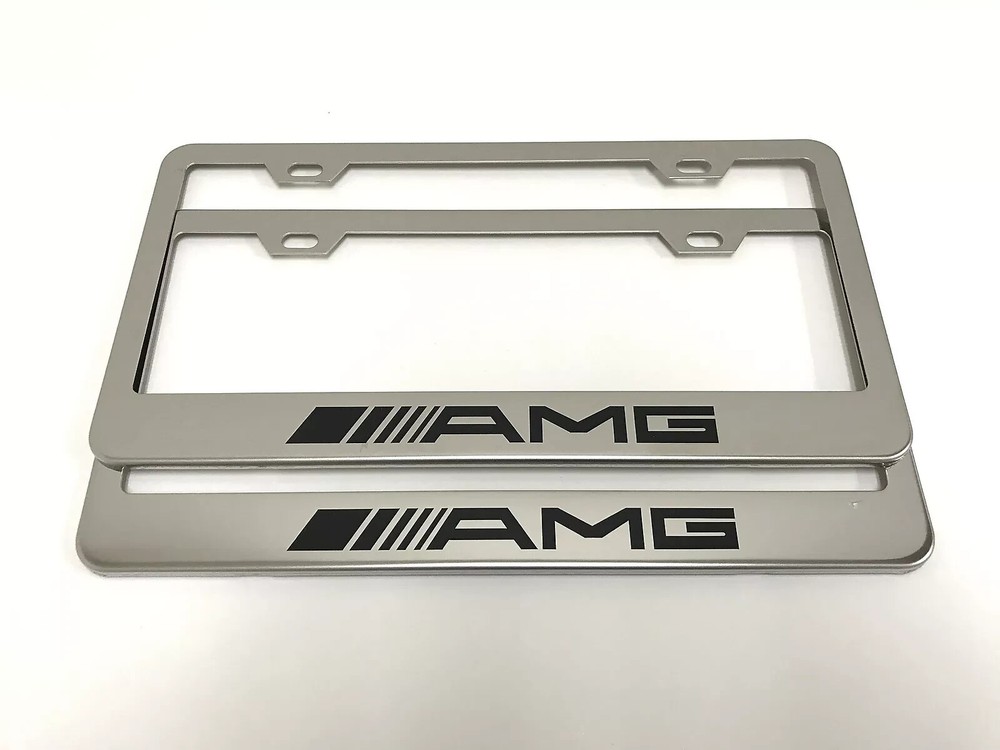 2 AMG chrome metal license plate frame