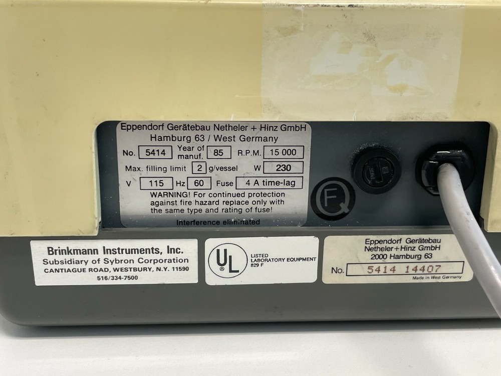 F9: Eppendorf 5414 Centrifuge with Rotor