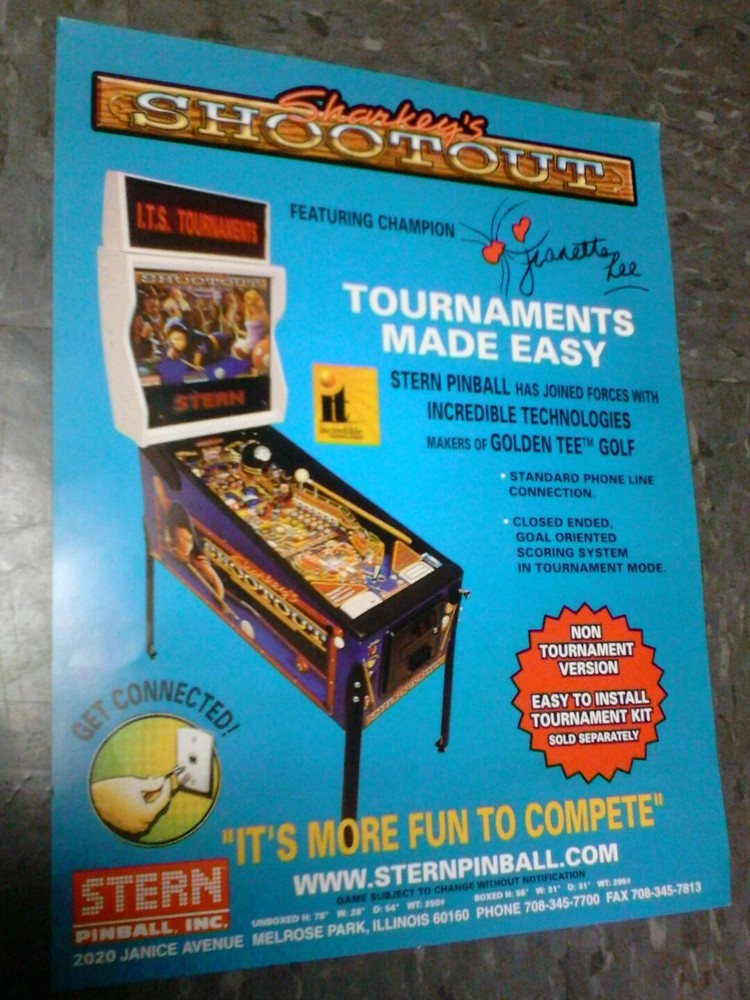 Stern SHARKEY'S SHOOTOUT flyer- good original