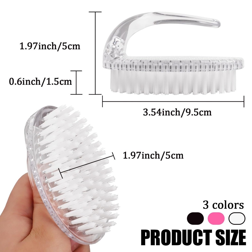 6 Pack Handle Grip Nail Brush Set, Oval-Shaped Scrub Cleaning Multicolor