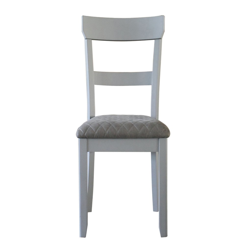 Two Tone Grey and Pearl Grey Ladder Back Side Chairs