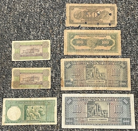 Greece - Group of (7) Older Banknotes