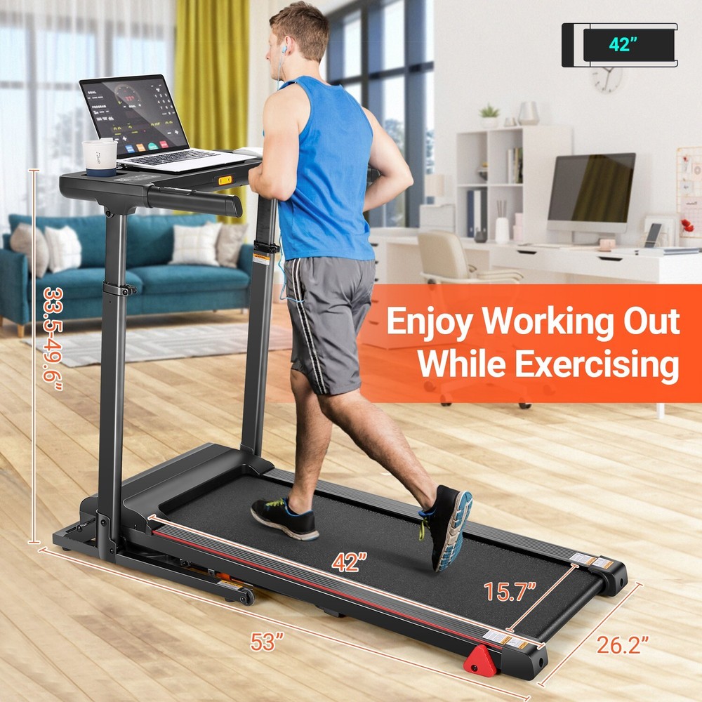 Treadmill with Desk Workstation&Adjustable Height Folding Treadmill with Incline