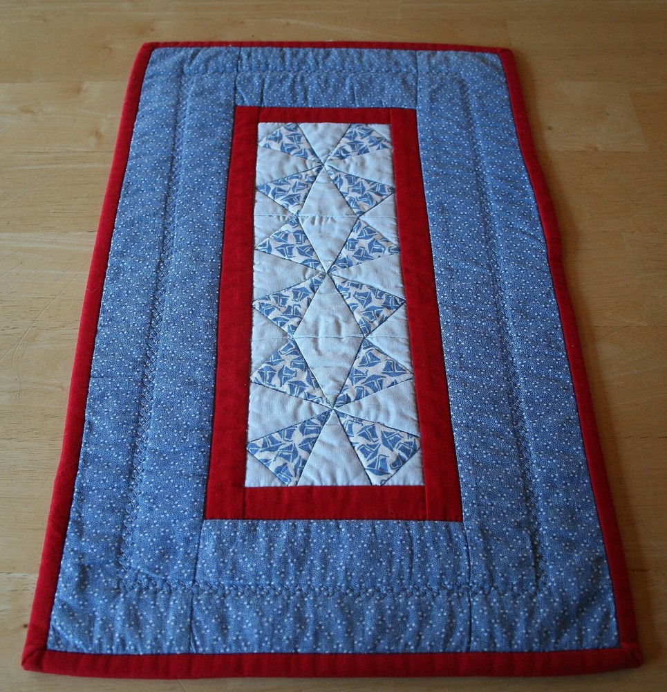 Handmade Patchwork Windmill Center, Doily, Quilted 10" x 16" NEW