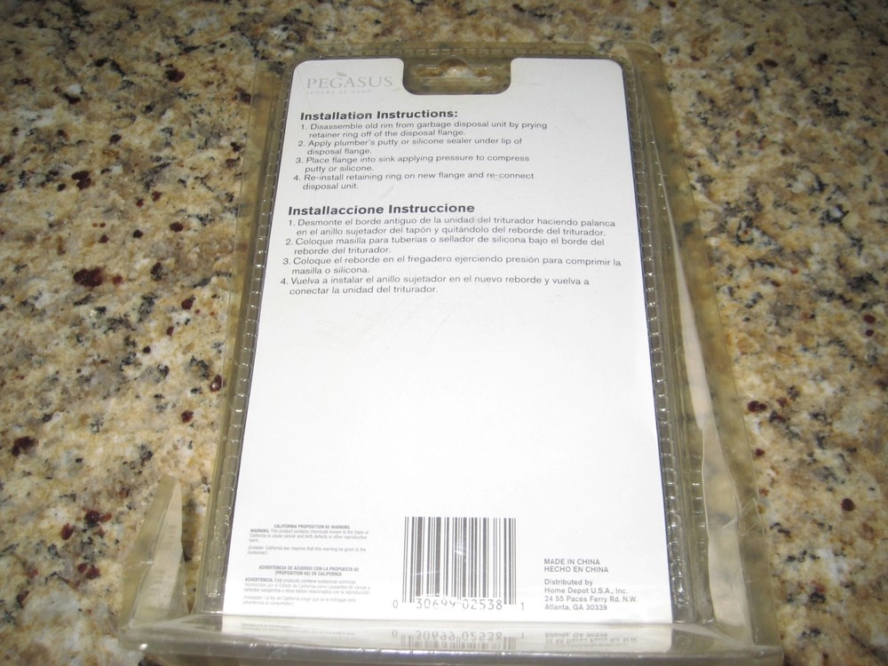 Pegasus Garbage Disposal Rim & Stopper, CHROME. NOS. Cat# 167 202