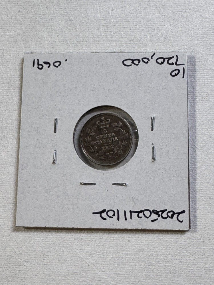 1902 Canada 5 Cents Silver Coin