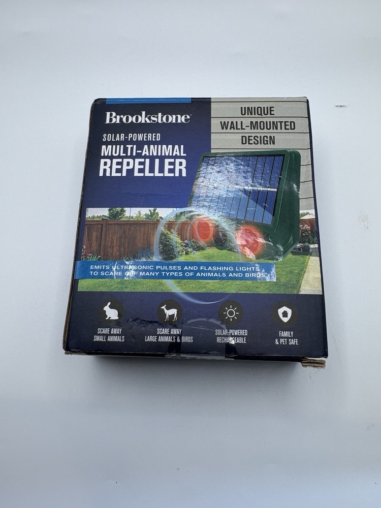 Brookstone Solar Powered Multi Animal Repeller Ultrasonic Wall Mount Pest