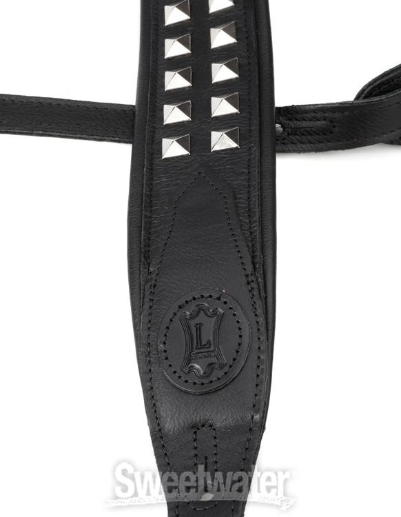 Levy's Rebel Leather Series Guitar Strap - Black with Silver Studs