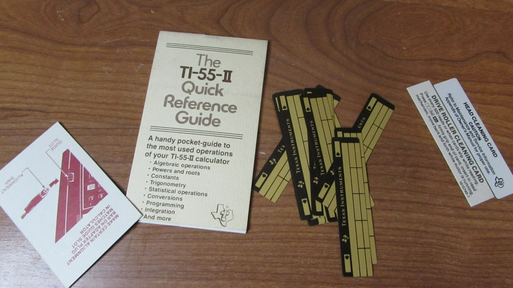 Texas Instruments TI-55-II Calculator Quick Reference Pocket Guide & Extras