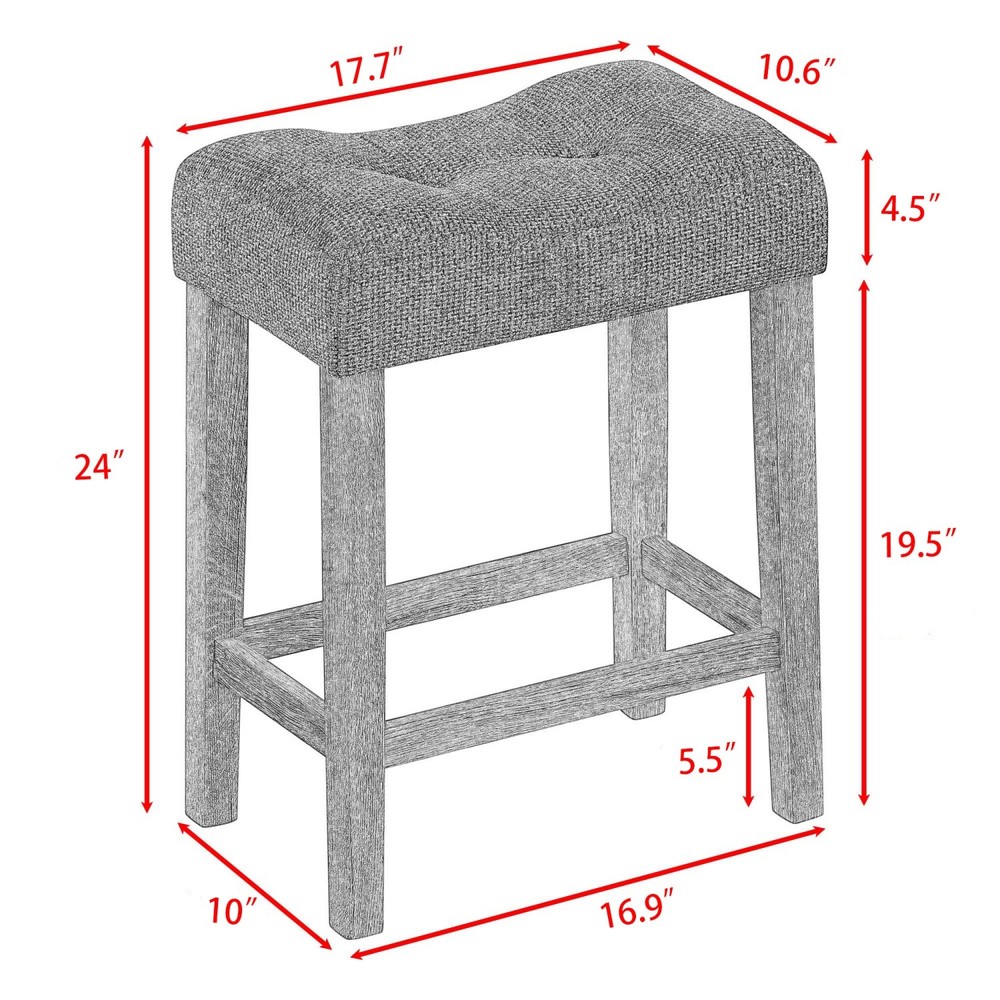 Modern 4 Piece Bar Table Set w/ 3 Saddle Bar Stools & USB Ports for Small Space