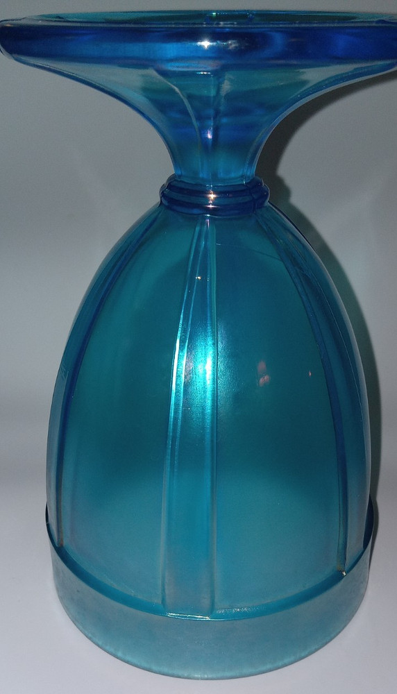 Fenton Celeste Blue Iridized Stretch Glass #1 Pound Footed Candy Jar Bottom