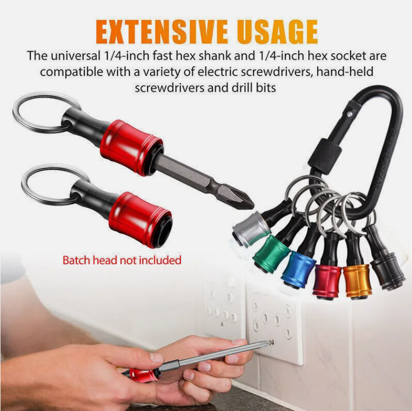 12Pcs 1/4" Hex Shank Quick Release Keychain Screwdriver Drill Bit Holder Bit Set