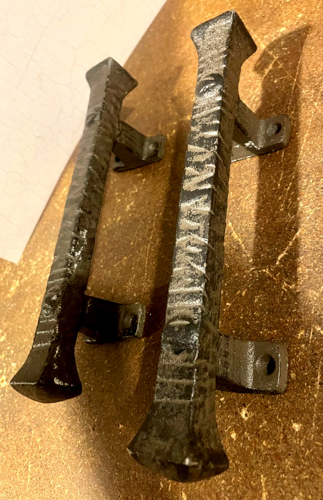TWO 9.3" Cast Iron Foundry Style RUSTIC Barn Handle Gate Pull Shed Door Handles