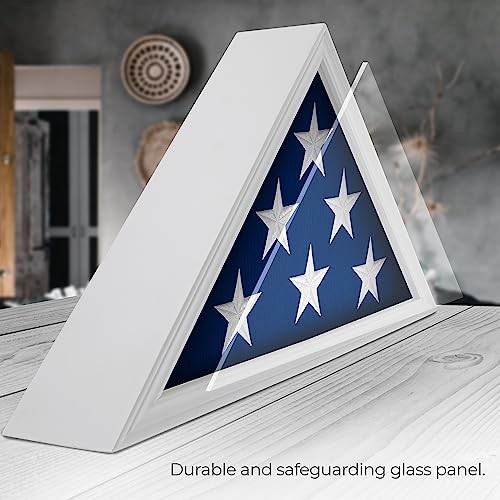 Solid Wood Flag Holder for American Veterans, Display Case for Folded American