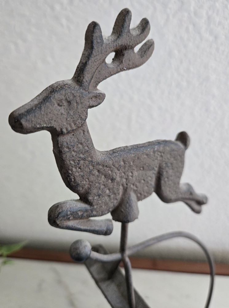 VTG Cast Iron Rustic Reindeer Balancing Pendulum - 18"