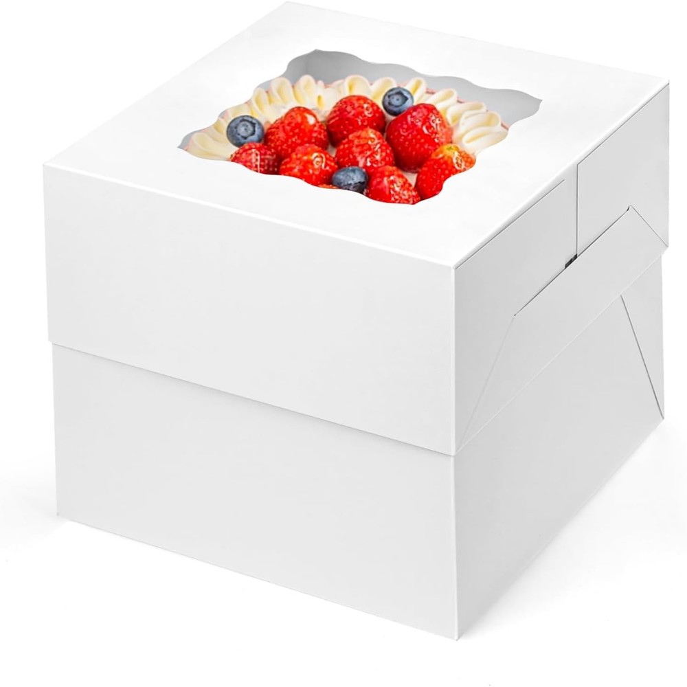 Cake Boxes with Window, x 8 Inches White Bakery Boxes Square