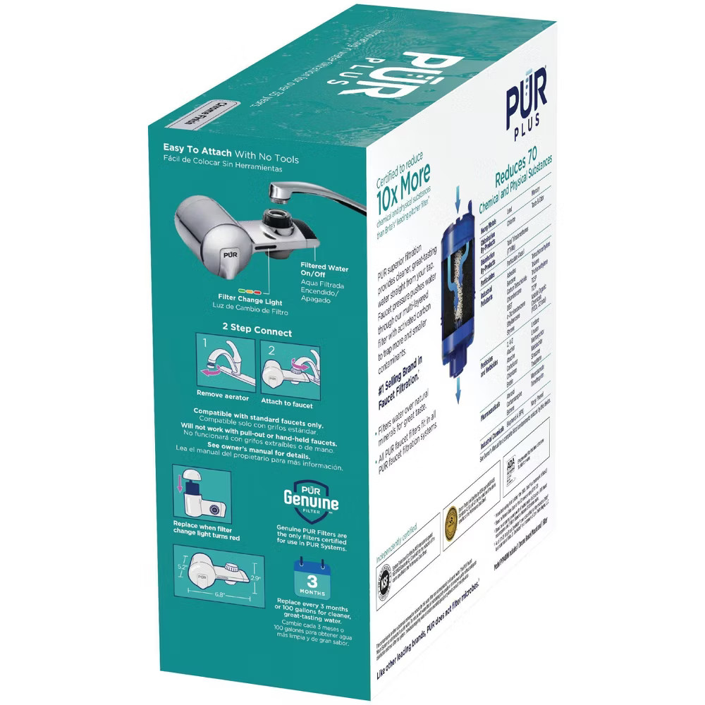 PUR Filtration PLUS Faucet Horizontal Mount Water Filtration System Chrome
