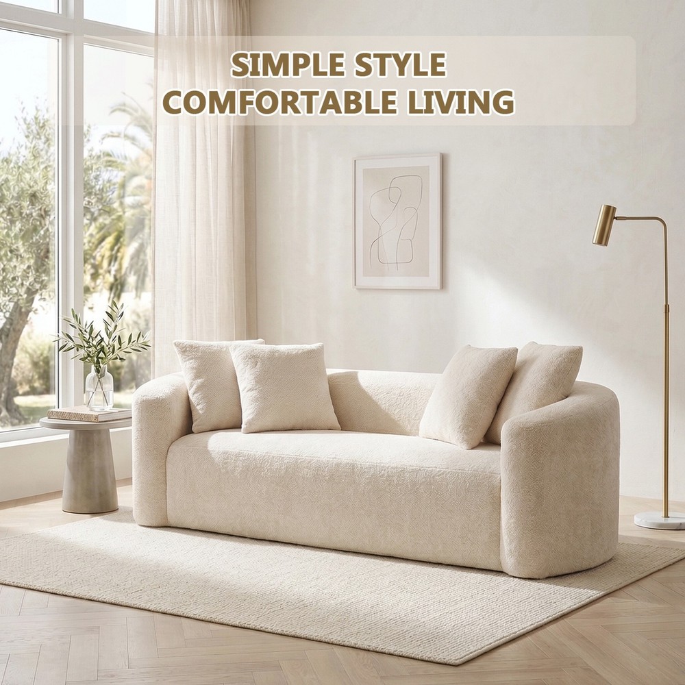 93" Curved Cloud Couch Deep Seat Sofa No Assembly Pillows, 4-Seat