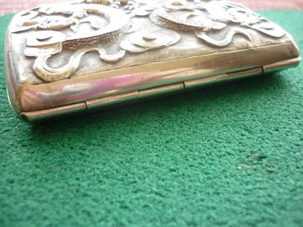Fine Antique Chinese Dragon Solid Silver Cigarette Case