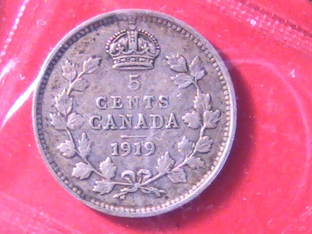 CANADA 5 CENTS SILVER 1919