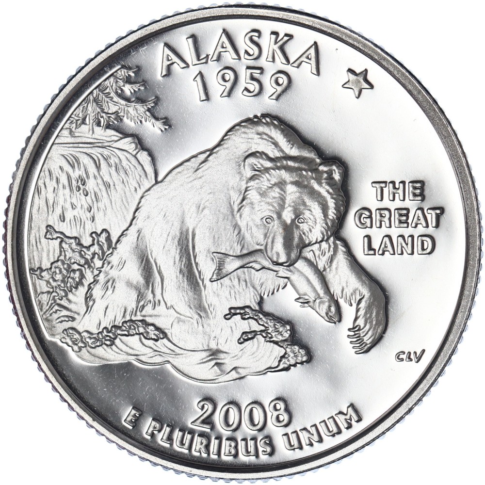 2008 S State Quarter Alaska Gem DCam Proof CN-Clad