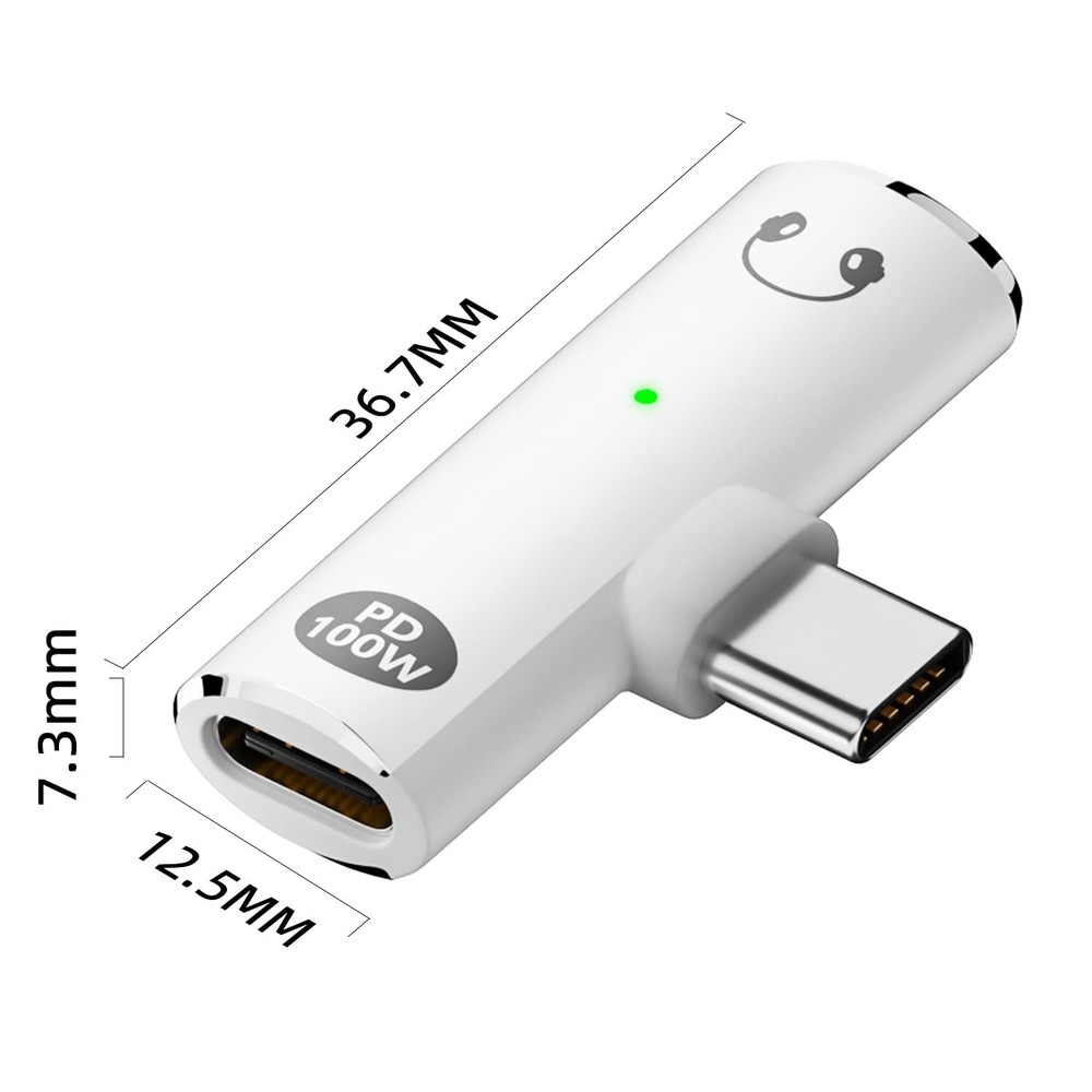 Jadebones USB C to Audio Jack C 3.5mm with Charging, White