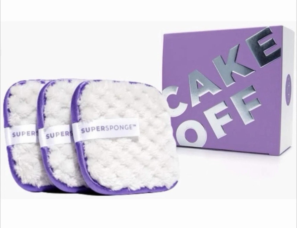 NIB💜CAKE OFF 3 PC REUSABLE MAKE UP REMOVING PADS💜DOUBLE SIDED💜200 WASHES