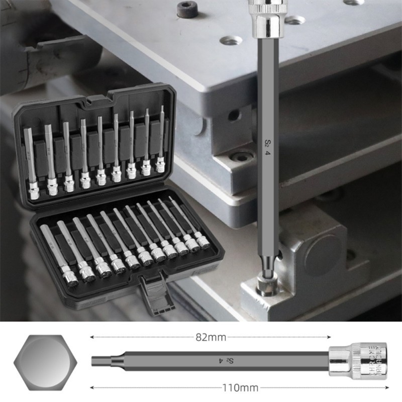 Practical 3/8" Hex Bit Sockets Kit 20PCS Extra Deep Design in Stable Steel