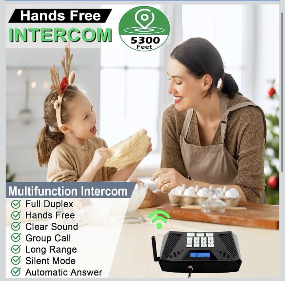 Intercoms Wireless Home Upgraded 5300ft Intercom 9 Channel 2 Code Full Duplex