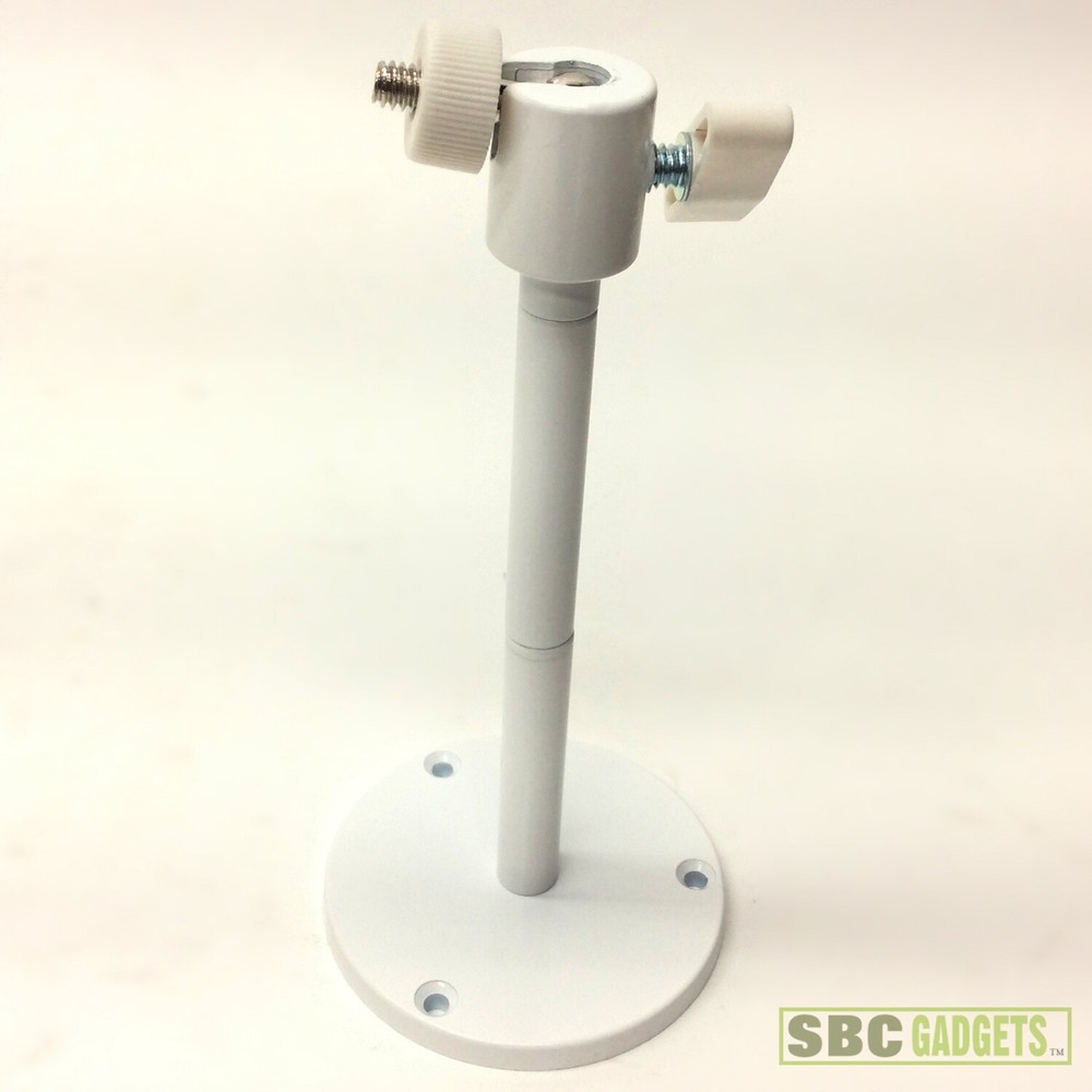 NEW Pedestal Wall Mount w/ Adjustable Pivot Head For Security Camera White
